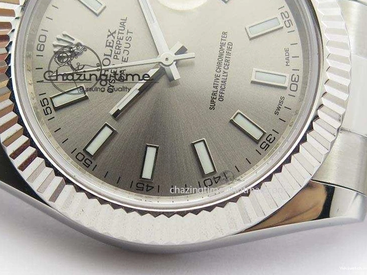 SS II 116334 On Sliver Sticks Dial Markers 41mm A3136 SS Gray Datejust Bracelet 0405